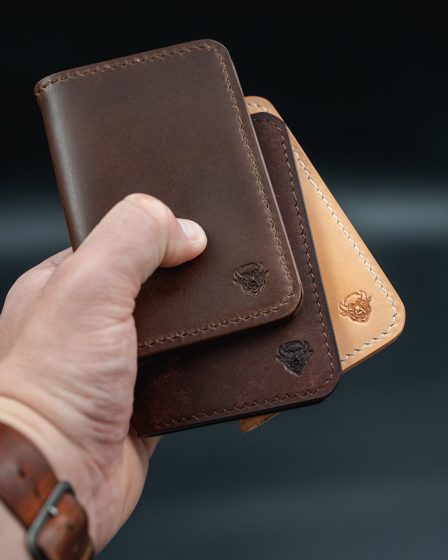 The Blue Ridge - Minimalist Leather Bifold Wallet in Multiple Colors